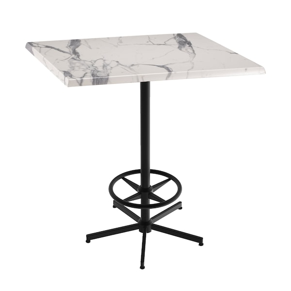 42" Tall OD216 Black Table Base 36" x 36" Square White Marble Top by the HollBar Stool Co.